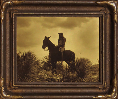  Title:        The Scout - Apache , Size: 11 x 14 inches , Medium: Orotone on glass (goldtone)