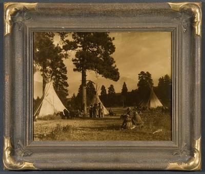  Title: Flathead Camp on the Jocko , Size: 11 x 14 inches , Medium: Vintage Goldtone , Signed: L/R