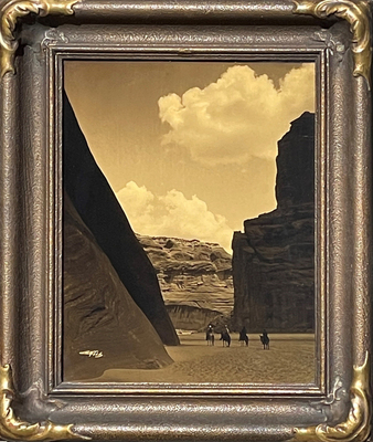  Title: Canon del Muerto - Navaho , Size: 14 x 11 inches , Medium: Orotone on glass (goldtone) , Signed: L/L
