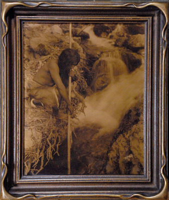 Edward S. Curtis - Watching for Salmon - Vintage Goldtone - 14 x 11 inches