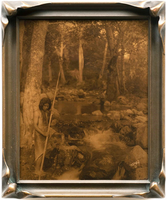 Edward S. Curtis - The Salmon Stream - Hupa - Vintage Goldtone - 10 x 8 inches