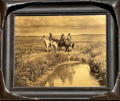  Title: The Three Chiefs - Piegan , Date: c. 1910 , Size: 8 x 10 inches , Medium: Vintage Goldtone , Signed: L/R