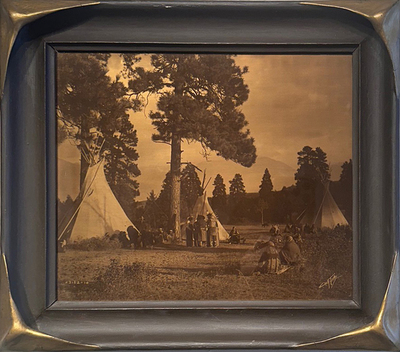 Edward S. Curtis - Flathead Camp on the Jocko - Vintage Goldtone - Image Size: 8 x 10 inches