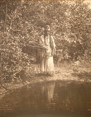  Title: Unpublished Variation of Nespilim Girl , Date: 1904 , Size: 17 1/2 x 13 inches , Medium: Vintage Toned Silver Photograph , Signed: L/R