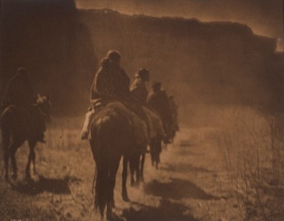 Edward S. Curtis - Vanishing Race - Navajo - Vintage Platinum Print - 15 1/4 x 19 1/8 inches - Provenance: Purchased from the Southland Corporation