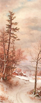  Title: Woodland Path Through the Snow , Date: c. 1889 , Size: 24.5 x 9.75 inches , Medium: Oil on Canvas , Signed: L/R , Edition: Vintage