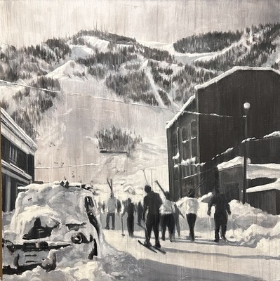 Jared Hankins - Aspen in the Winter | Mill Street - Oil on Canvas - 24 x 24 inches