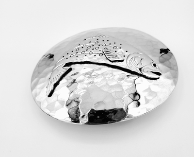 Title: Belt Buckle: Trout , Size: 1-1/4 inches , Medium: Sterling Silver , Signed: Signed , Edition: Unique