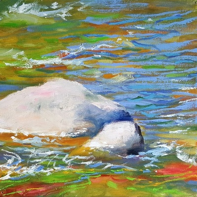  Title: Abstraction on the Roaring Fork , Size: 10 x 10 inches , Medium: Oil on Canvas , Signed: Signed