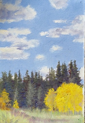  Title: Yellow and Green , Size: 9 x 6 inches , Medium: Oil on Canvas