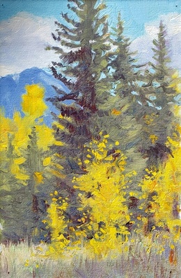  Title: Three Pines , Size: 9 x 6 inches , Medium: Oil on Canvas