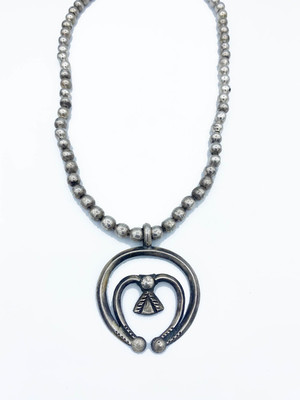  Title: Necklace: Navajo Naja w/ Long Strand Silver , Size: 2 x 2 inches , Medium: Sterling Silver