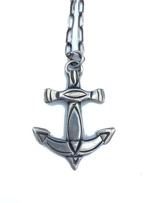 Old Pawn Jewelry - Necklace: Sterling Silver Anchor - Sterling Silver - 2 x 1 1/2 inches
