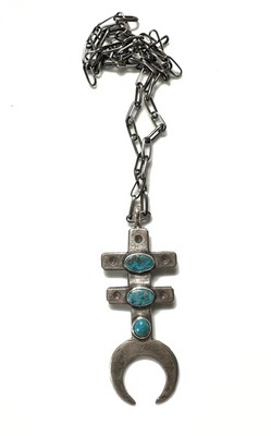  Title: Silver and Turquoise Three Stone Pueblo Cross on 24