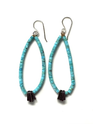  Title: Santo Domingo Turquoise Jacla Earrings with Purple Spiny Oyster Shell Corn