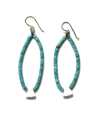Old Pawn Jewelry - *10% OFF OPPORTUNITY* Santo Domingo Turquoise Jacla Earrings with Clam Shell Corn