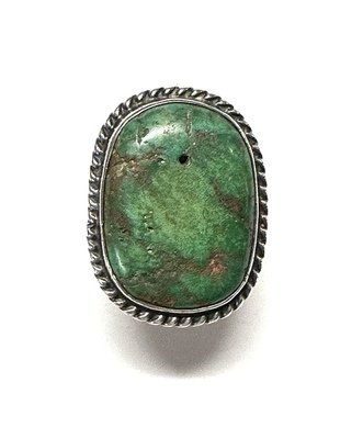 Old Pawn Jewelry - Vintage Navajo Cerrillos Turquoise and Silver Ring