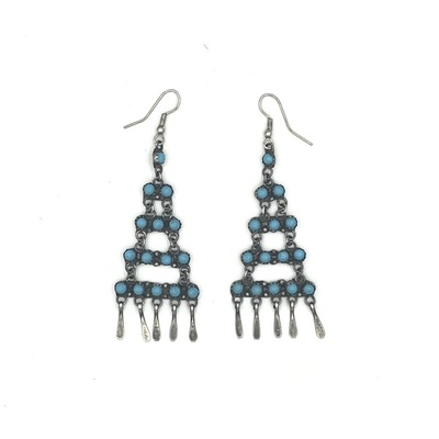 Old Pawn Jewelry - *10% OFF OPPORTUNITY* Silver and Turquoise Chandelier Earrings