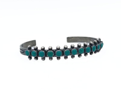 Old Pawn Jewelry - Bracelet: Turquoise Row Southwest - Sterling Silver