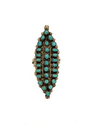  Title: * 25% OFF * Ring: Zuni Oblong Turquoise Cluster Ring , Medium: Sterling Silver