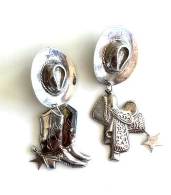Old Pawn Jewelry - * 50% OFF * Cowboy Boot and Hat Earrings