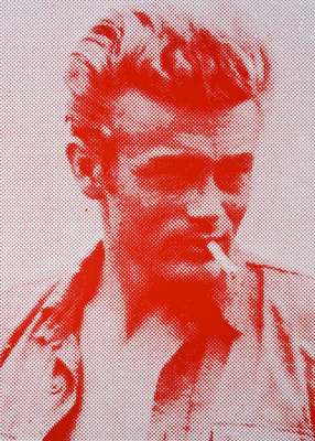 Russell Young - James Dean (Red/Wht) - Screen Print on Paper - 44 1/2 x 35 inches