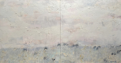  Title: Montana Spring #2 , Size: 36 x 72 inches , Medium: Oil, Encaustic on Canvas , Signed: Signed