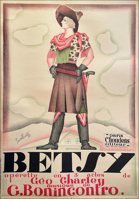Vintage Posters - Betsy (cowgirl) - Vintage Stone Lithograph - 52 x 39 inches