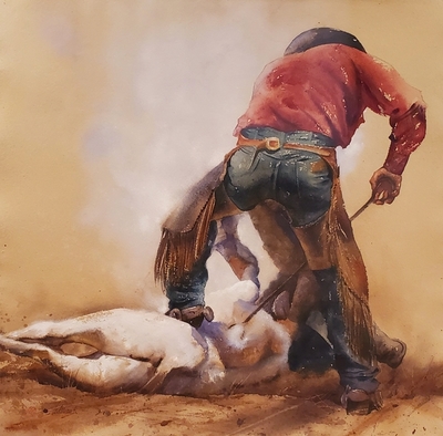 William Matthews - Hot Work - Watercolor - 29 1/2 x 29 1/2 inches