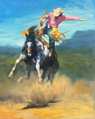 William Oliver Martin - Hang on Tight! - Oil on Board - 20 x 16 inches