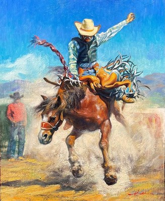 William Oliver Martin - Show Them How It's Done - Oil on Panel - 20 x 16 inches