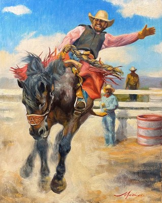 William Oliver Martin - The Winning Ride - Oil on Panel - 20 x 16 inches
